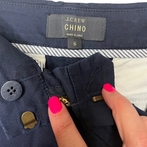 J.Crew Chino navy blue flat pocket shorts size 6 - Picture 3 of 4